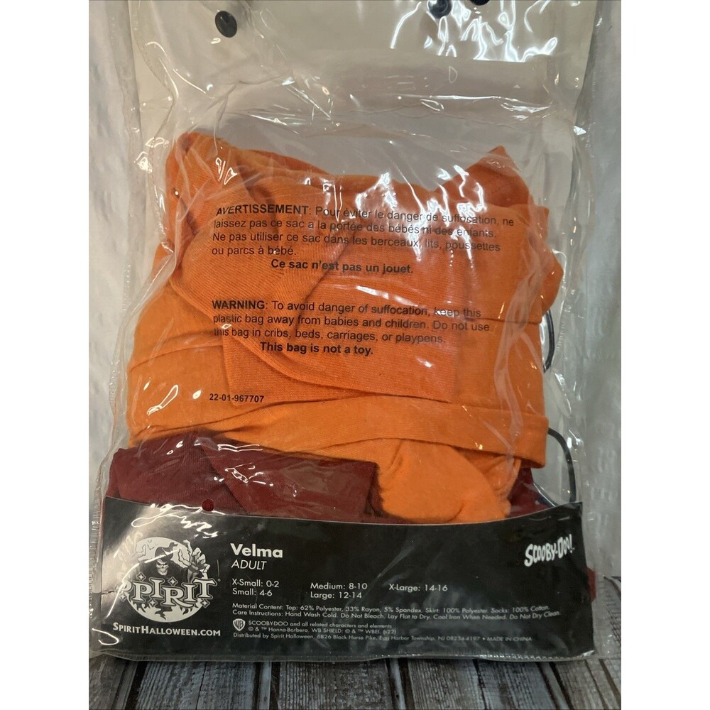 New In Package Velma Costume Complete Scooby-Doo Halloween Party Adult XS 0-2 - Picture 7 of 11